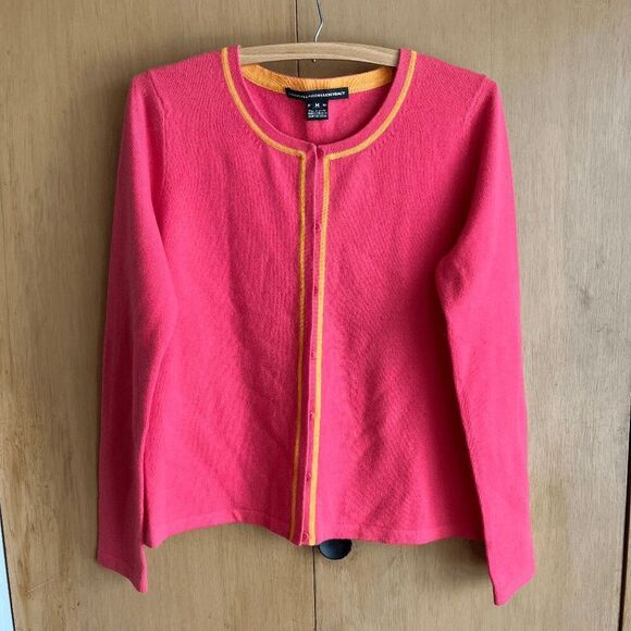 Pink & Peach 100% Cashmere Cardigan - Linda Allard Ellen Tracy - M - Picture 1 of 10